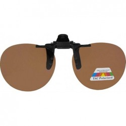 Round Round Polarized Flip up Clip on Sunglasses - Black Frame Polarized Amber Lenses - CF18GQ5C2DX $10.97