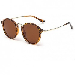 Goggle Round Sunglasses coating Retro Men women - C07leopard Brown - CF18HQKGZ48 $13.79