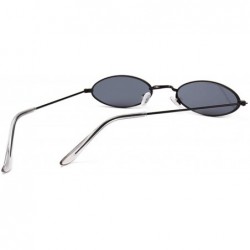 Round Fashion Women Sunglasses Famous Oval Sun Glasses FeLuxury Metal Round Rays Frames Black Small Cheap Eyewear - CI199C68U...