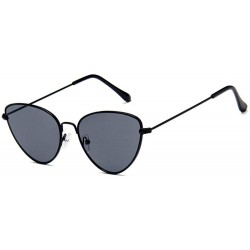 Cat Eye Women Fashion Triangle Cat Eye Sunglasses with Case UV400 Protection Beach - Black Frame/Grey Lens - C218WTAG38Z $37.02