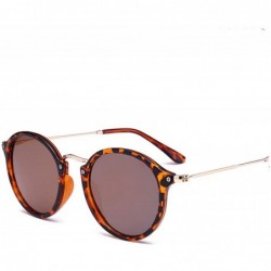 Goggle Round Sunglasses coating Retro Men women - C07leopard Brown - CF18HQKGZ48 $13.79