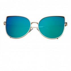 Aviator Women's Aviator Metal Frame Flat Bar Modern Style Sunglasses - Gold Frame Blue Lens - CY12LZUVOMD $12.08