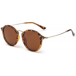 Goggle Round Sunglasses coating Retro Men women - C07leopard Brown - CF18HQKGZ48 $13.79