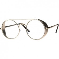 Round Mens Round Circle Lens Side Visor Metal Rim Retro Clear Lens Eye Glasses - Light Gold - C7180OY6Z4E $14.94