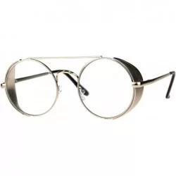 Round Mens Round Circle Lens Side Visor Metal Rim Retro Clear Lens Eye Glasses - Light Gold - C7180OY6Z4E $23.97