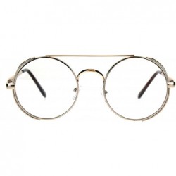 Round Mens Round Circle Lens Side Visor Metal Rim Retro Clear Lens Eye Glasses - Light Gold - C7180OY6Z4E $14.94