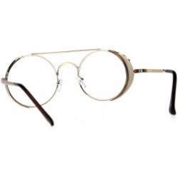 Round Mens Round Circle Lens Side Visor Metal Rim Retro Clear Lens Eye Glasses - Light Gold - C7180OY6Z4E $14.94