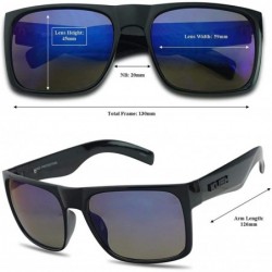 Rectangular OG Classic Black Flat Top Rectangular Sunglasses Colored Mirror Reflective Shades - Matte Black Frame - CP18UEQTD...