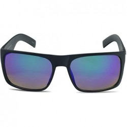Rectangular OG Classic Black Flat Top Rectangular Sunglasses Colored Mirror Reflective Shades - Matte Black Frame - CP18UEQTD...