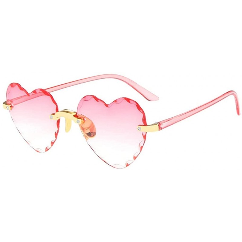 Rimless Fashion Men Women Sunglasses Outdoor Travel Beach Heart Shaped Frameless Eyewear - D - C3190HR5AXH $12.14