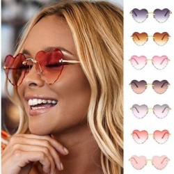 Rimless Fashion Men Women Sunglasses Outdoor Travel Beach Heart Shaped Frameless Eyewear - D - C3190HR5AXH $12.14