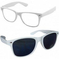 Wayfarer 2 Retro Style White Frame Clear and Dark Lenses - CG113ERVAE7 $16.36