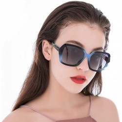 Oversized Sunglasses Women Gradient Mirrored Polarized UV protection-Oversized Diamond Rhinestone Outdoor Travel Gift box - C...