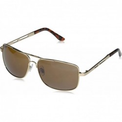 Shield Men's 5045SP Classic Metal Rectangular Sunglasses with 100% UV Protection- 60 mm - Gold & Tortoise - C5196IMA5HR $14.31
