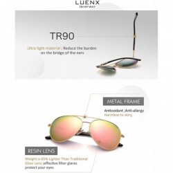 Square Aviator Sunglasses for Women Polarized Mirror with Case - UV 400 Protection 60MM - 15-pink/Size2.36 Inches - CE17YIYTM...