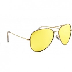 Oversized Unisex Sunglasses Polarized UV400 Double Bridge Classic Aviator Lens - Gold Metal Frame/ Mirror Yellow Lens - CB18H...