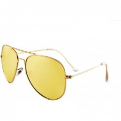 Oversized Unisex Sunglasses Polarized UV400 Double Bridge Classic Aviator Lens - Gold Metal Frame/ Mirror Yellow Lens - CB18H...