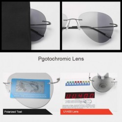 Square Pilot RimlTitanium Polarized Sunglasses Men Vintage Ultralight Er Metal Photochromic Sun Glasses Women - C6 - CS198AHX...