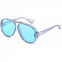 Oversized Unisex Oversized Oval Plastic Lenses Fashion Sunglasses UV400 - Blue - CC18NHDHWD6 $18.11