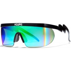 Wrap Wrap Around Sport Sunglasses for men women Semi Rimless Lens Retro Rainbow Mirrored Lens UV400 Protection - 1 - CI1983UO...