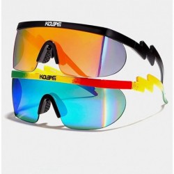 Wrap Wrap Around Sport Sunglasses for men women Semi Rimless Lens Retro Rainbow Mirrored Lens UV400 Protection - 1 - CI1983UO...