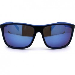 Oversized Mens Mirror Lens Oversize Sport Horn Rim Sunglasses - Black Blue Mirror - CI1979Y6LTG $11.57