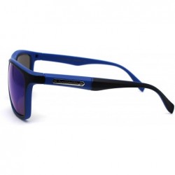 Oversized Mens Mirror Lens Oversize Sport Horn Rim Sunglasses - Black Blue Mirror - CI1979Y6LTG $11.57