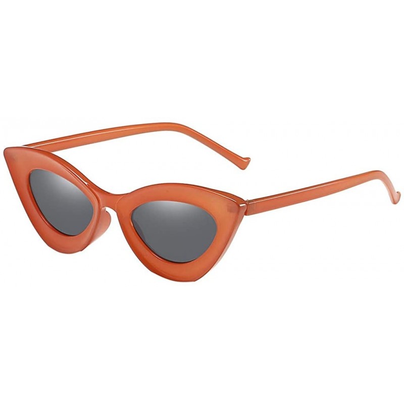 Aviator Vintage Cat Eye Sunglasses With Color Frames Shades Retro Style Glasses For Women - Orange - CL196YXWT0M $8.27