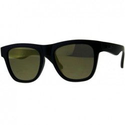 Square KUSH Sunglasses Unisex Square Horn Rimmed Black Frame Mirrored UV 400 - Matte Black (Gold Mirror) - CI18D0DN2MR $20.77