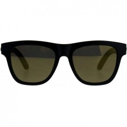 Square KUSH Sunglasses Unisex Square Horn Rimmed Black Frame Mirrored UV 400 - Matte Black (Gold Mirror) - CI18D0DN2MR $9.29