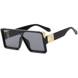 Square Square Oversized Sunglasses Women Men - Classic Fashion Style 100% UV Protection - Black - CF1994GAITW $23.81