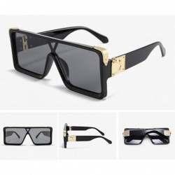 Square Square Oversized Sunglasses Women Men - Classic Fashion Style 100% UV Protection - Black - CF1994GAITW $15.24