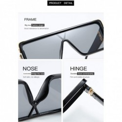 Square Square Oversized Sunglasses Women Men - Classic Fashion Style 100% UV Protection - Black - CF1994GAITW $15.24