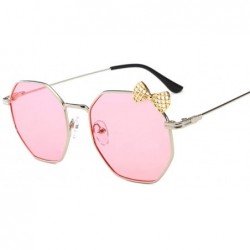 Goggle Big frame glasses and bow Sunglasses - Silver Frame Light Powder - CE18AZAKUT4 $59.14