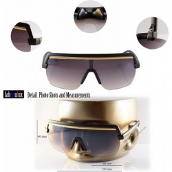 Shield Metal Chain Flat Top Hip Hop Bold Nose Half Rim Shield Sunglasses A280 - Black Black - C218T834GU2 $12.70