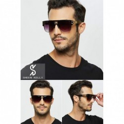 Round Square Designer Aviator Large Sunglasses - CI185U9KKNW $18.99