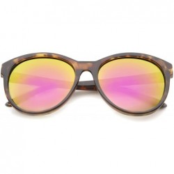 Cat Eye Women's Horn Rimmed Color Mirror Lens Oversized Cat Eye Sunglasses 58mm - Tortoise / Magenta Mirror - C512JP6FMI1 $19.01