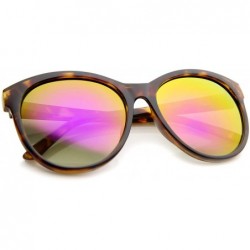 Cat Eye Women's Horn Rimmed Color Mirror Lens Oversized Cat Eye Sunglasses 58mm - Tortoise / Magenta Mirror - C512JP6FMI1 $7.50