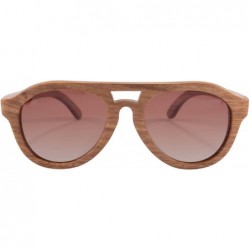 Aviator Wood Sunglasses Polarized Lens Wooden Frame Sun Glasses Wood Eyewear-SG6140 - Pear - CZ180S0N2SE $8.31