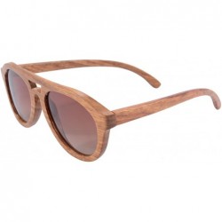 Aviator Wood Sunglasses Polarized Lens Wooden Frame Sun Glasses Wood Eyewear-SG6140 - Pear - CZ180S0N2SE $8.31