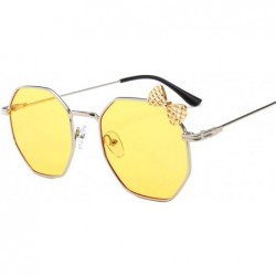 Goggle Big frame glasses and bow Sunglasses - Silver Frame Light Powder - CE18AZAKUT4 $36.57