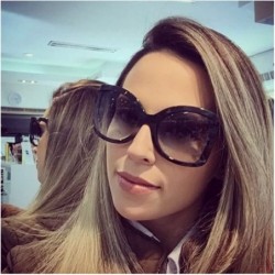 Oversized 2018 Clear Oversized Square Sunglasses Women Gradient Super Star Fashion Brand - Gloss Black - C4189KQD9WL $12.58