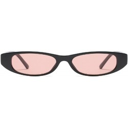 Oval Vintage Small Sunglasses Fashion Narrow Oval Frame eyewea for neutral - Black Pink - CK18DTNT9W8 $18.40