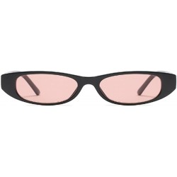 Oval Vintage Small Sunglasses Fashion Narrow Oval Frame eyewea for neutral - Black Pink - CK18DTNT9W8 $10.69