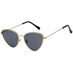 Cat Eye Women Fashion Triangle Cat Eye Sunglasses with Case UV400 Protection Beach - Gold Frame/Grey Lens - CG18WQZCQK9 $19.25