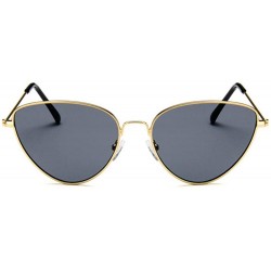 Cat Eye Women Fashion Triangle Cat Eye Sunglasses with Case UV400 Protection Beach - Gold Frame/Grey Lens - CG18WQZCQK9 $19.25