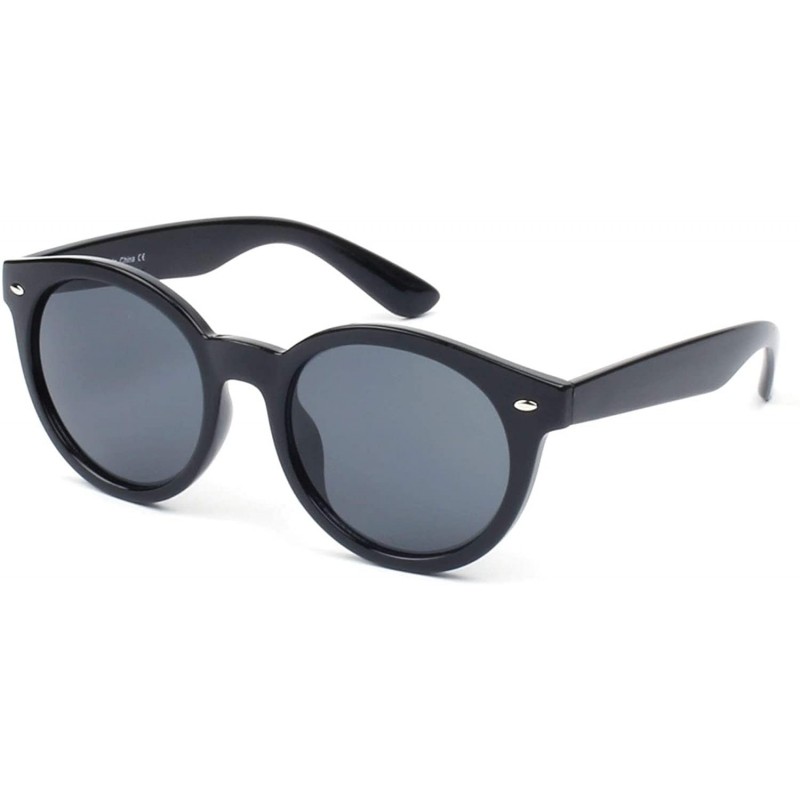 Goggle Women Round Fashion Sunglasses - Black - C818WQ6YAHN $24.75