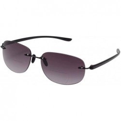 Rectangular Rimless Ultralight Outdoor Reading Sunglasses Bifocal Gradient Sunglasses for Men and Women Readers 8025 - Black ...