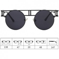 Semi-rimless Round Retro Sunglasses Unisex Metal Frame Mirror Reflective Circle lens - Ocean Red - C118EOCRU35 $8.56