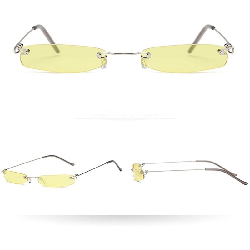 Semi-rimless Women Man Vintage Transparent Small Frame Sunglasses Retro Eyewear Fashion - 7201d - CY18ROYMNHL $8.57